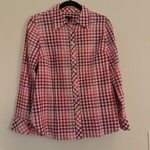 Talbots Pink & Purple Plaid Button Front Shirt Size XS